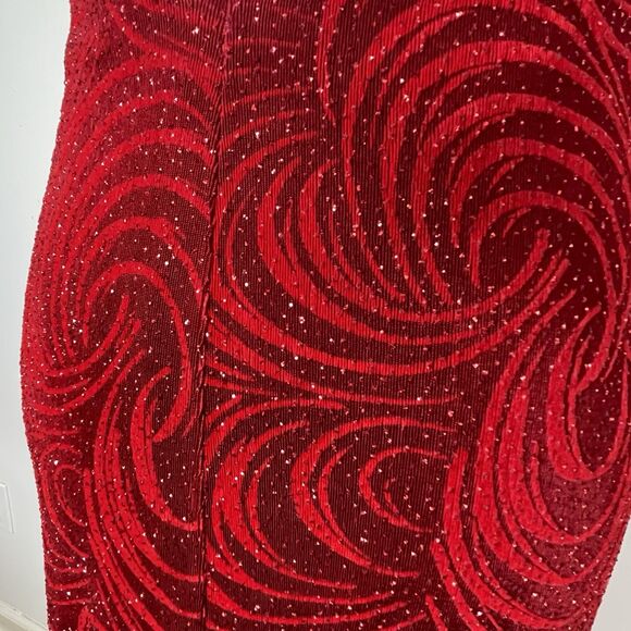 Vintage y2k 90s Cache Prom Formal Dress Glitter Maxi Fitted M Red Whimsical USA - Picture 10 of 16